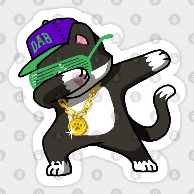 Dabbing Cat Funny Shirt Dab Hip Hop Dabbing Kitten Sticker by vo_maria